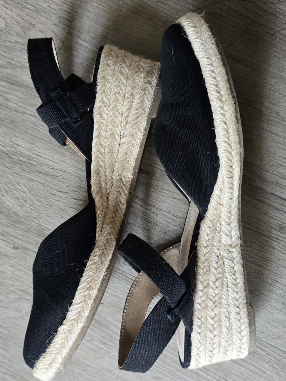Life Stride Black Espadrille Wedge Sandals Size 8.5
